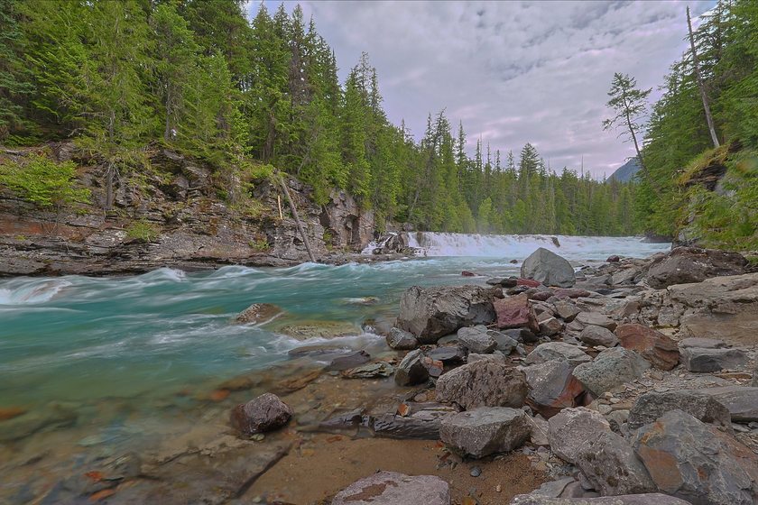 Glacial river winding through a mountain valley