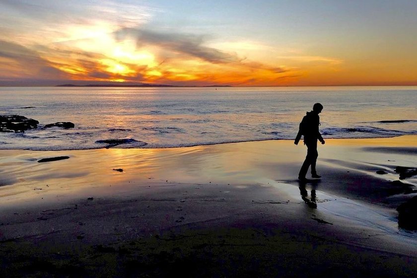 Sunset over the ocean from the beach