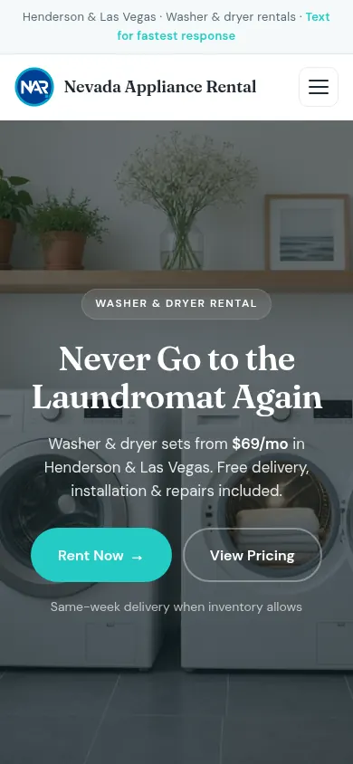 Nevada Appliance Rental on a phone